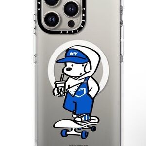Casetify Clear Case with Blue and White Cartoon Design